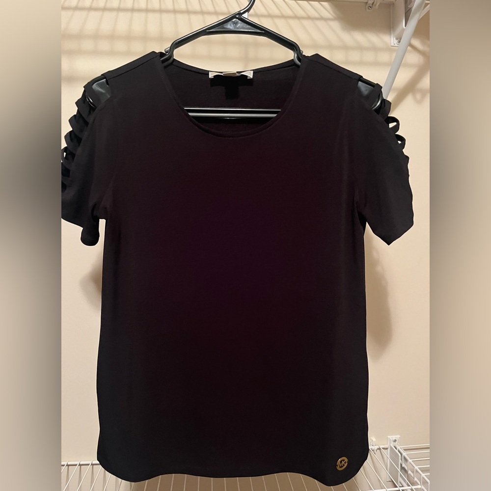 Michael Kors Black Women's Top with Cut-Out Sleeves. Size S.